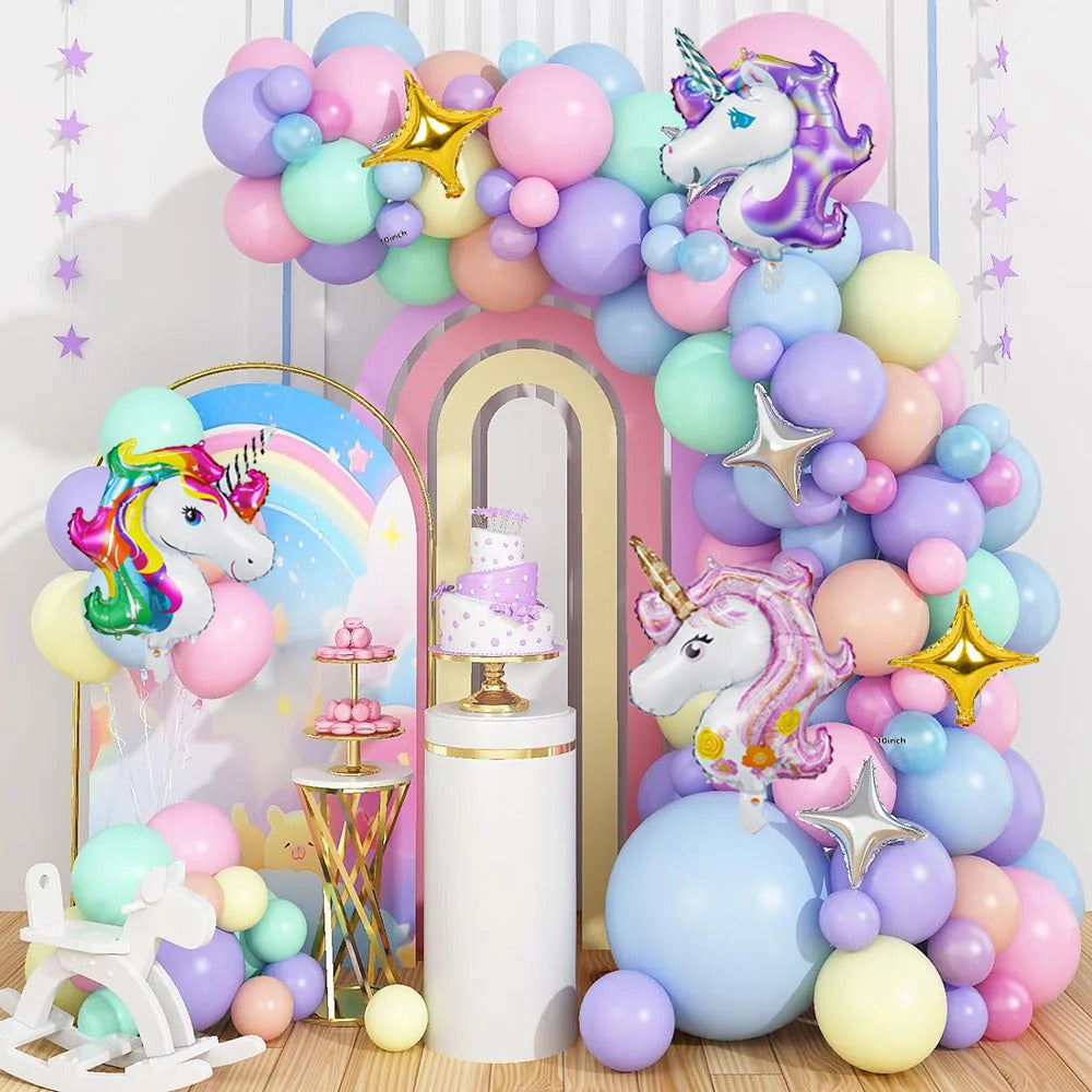Afraz 57-Pcs Pastel Unicorn Birthday Decoration Set with Balloon Garland Kit for Girls Party