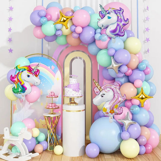 Afraz 57-Pcs Pastel Unicorn Birthday Decoration Set with Balloon Garland Kit for Girls Party