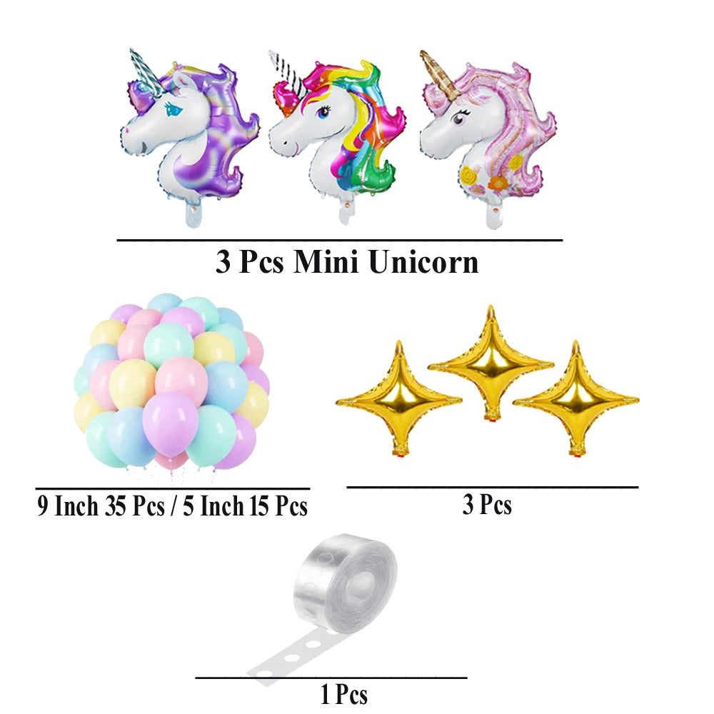 Afraz 57-Pcs Pastel Unicorn Birthday Decoration Set with Balloon Garland Kit for Girls Party