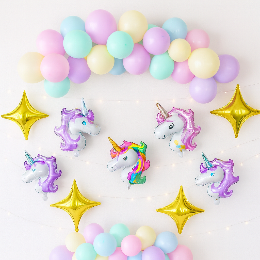 Afraz 57-Pcs Pastel Unicorn Birthday Decoration Set with Balloon Garland Kit for Girls Party