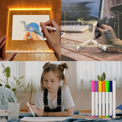 Afraz LED Light-Up Acrylic Writing Board with 7 Colorful Neon Markers