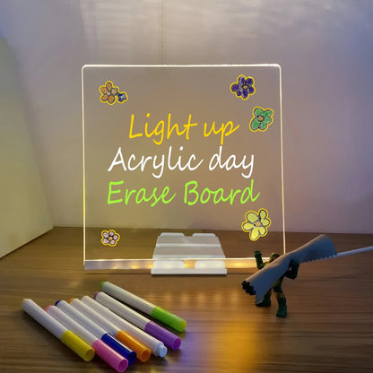 Afraz LED Light-Up Acrylic Writing Board with 7 Colorful Neon Markers