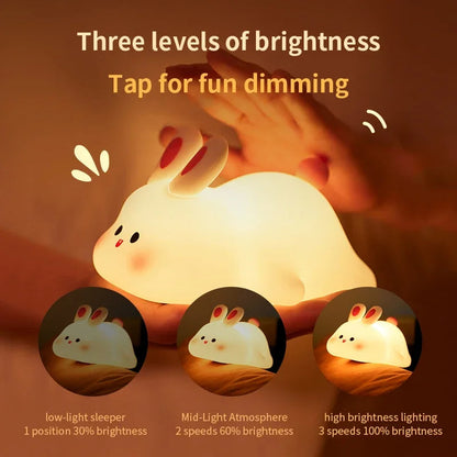 Afraz Cute Rabbit Silicone Lamp – Soft Touch Night Light for Kids Bedroom & Home Decor