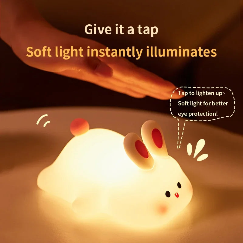 Afraz Cute Rabbit Silicone Lamp – Soft Touch Night Light for Kids Bedroom & Home Decor