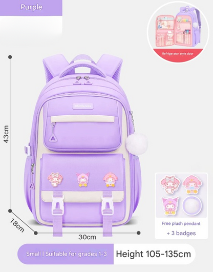 Afraz Smart Waterproof School Backpack – Premium 43cm Durable Pink Blue Purple Bag for Grade 1-5