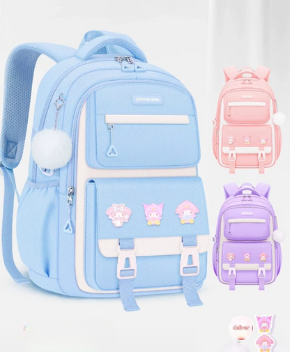Afraz Smart Waterproof School Backpack – Premium 43cm Durable Pink Blue Purple Bag for Grade 1-5