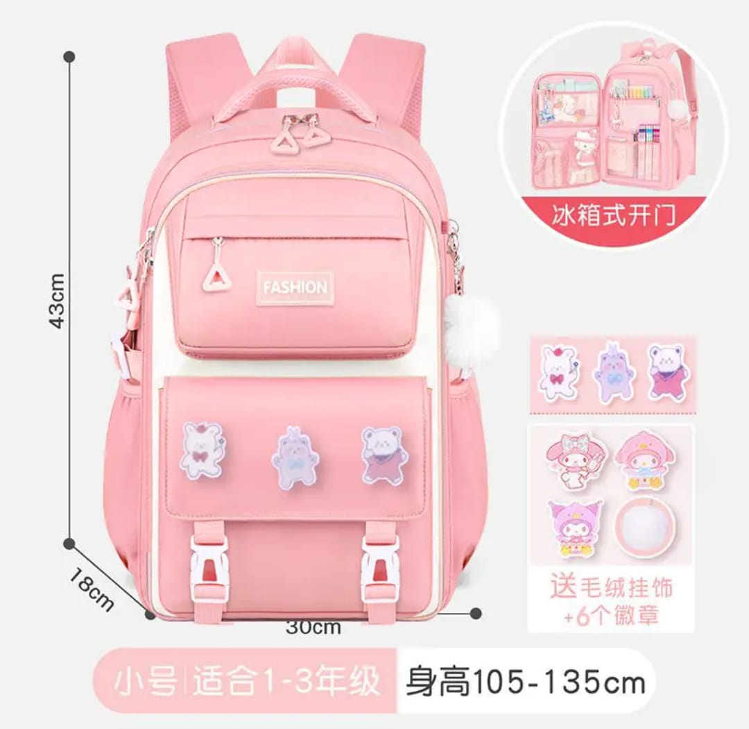 Afraz Smart Waterproof School Backpack – Premium 43cm Durable Pink Blue Purple Bag for Grade 1-5