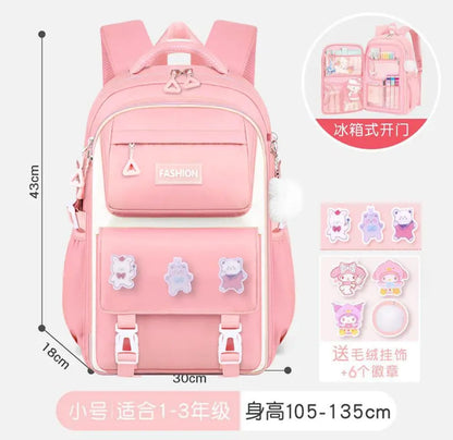 Afraz Smart Waterproof School Backpack – Premium 43cm Durable Pink Blue Purple Bag for Grade 1-5
