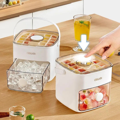 Afraz Double-Layer Ice Cube Tray with Storage Box & Handle – Rapid Release Freezer Mold for Cold Drinks