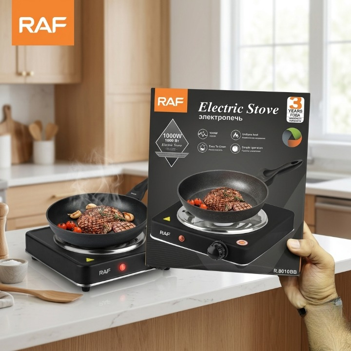 Afraz RAF 1000W Single Electric Stove – Portable Adjustable Temperature Hot Plate with Overheat Protection