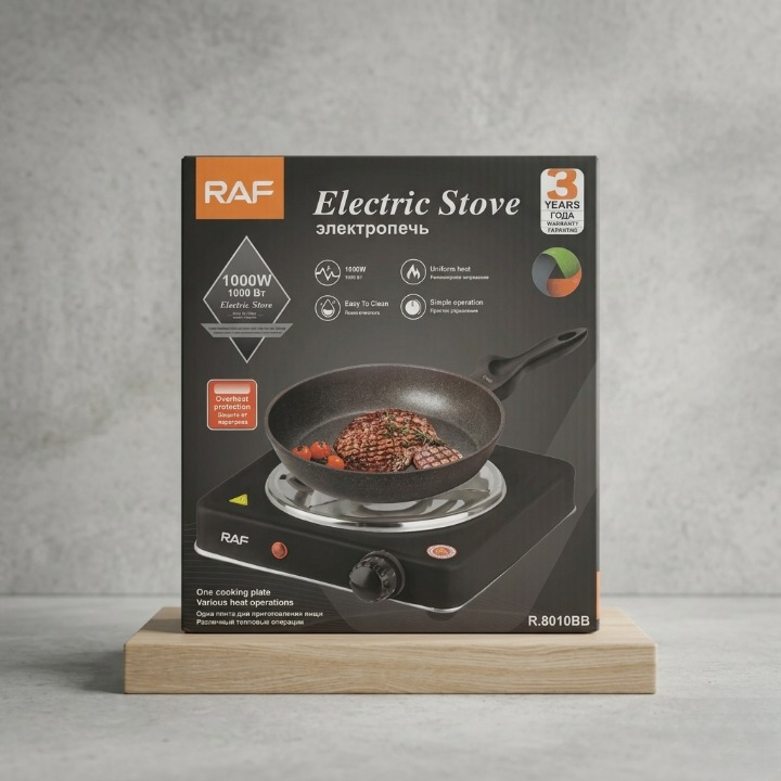 Afraz RAF 1000W Single Electric Stove – Portable Adjustable Temperature Hot Plate with Overheat Protection