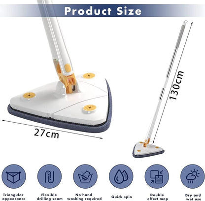 Afraz Triangle Shaped Microfiber Mop | Self-Wringing 360° Floor Dust Mop