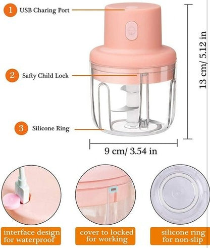 Afraz USB Rechargeable Mini Food Processor & Meat Mincer | 250ml Portable Vegetable Cutter