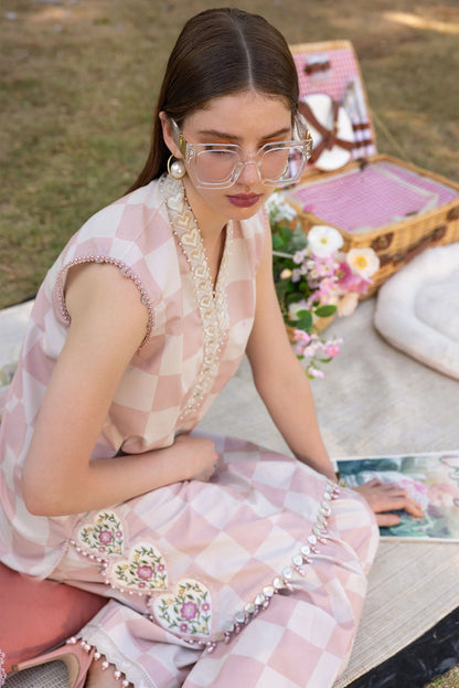 Afraz Luxury Checkerboard Embroidered Lawn 3Pc Suit with Chiffon Dupatta