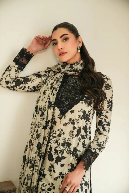 Afraz Premium 3-Piece Unstitched Digital Printed Lawn Dress with Chiffon Dupatta