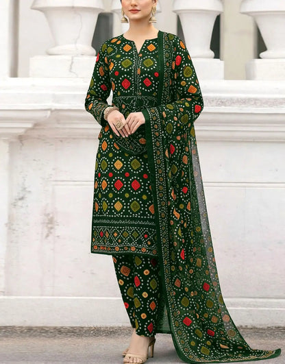 Afraz Premium 3-Piece Unstitched Digital Chunri Print Embroidered Lawn Dress