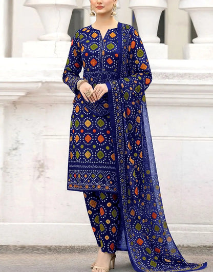 Afraz Premium 3-Piece Unstitched Digital Chunri Print Embroidered Lawn Dress