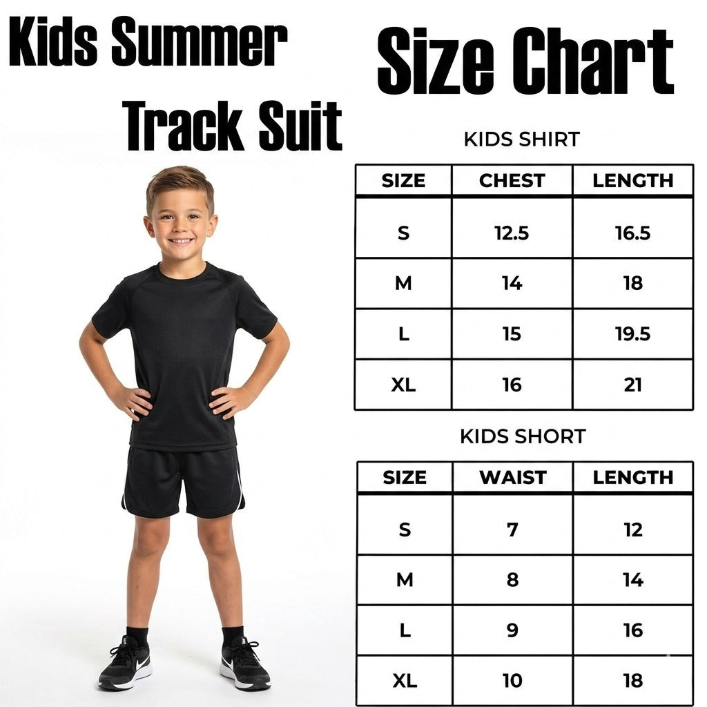 Afraz Smart Kids Plain Summer Tracksuit Set – Premium Cotton Blend T-Shirt & Shorts Co-Ord