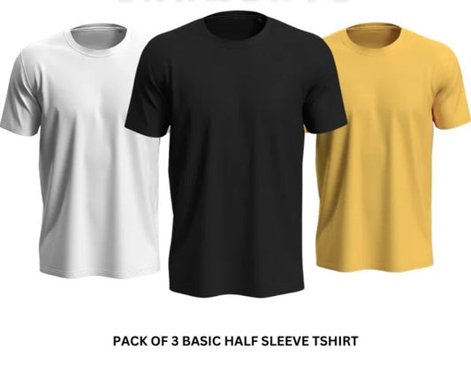 Premium Pack of 3 Plain Round Neck T-Shirts