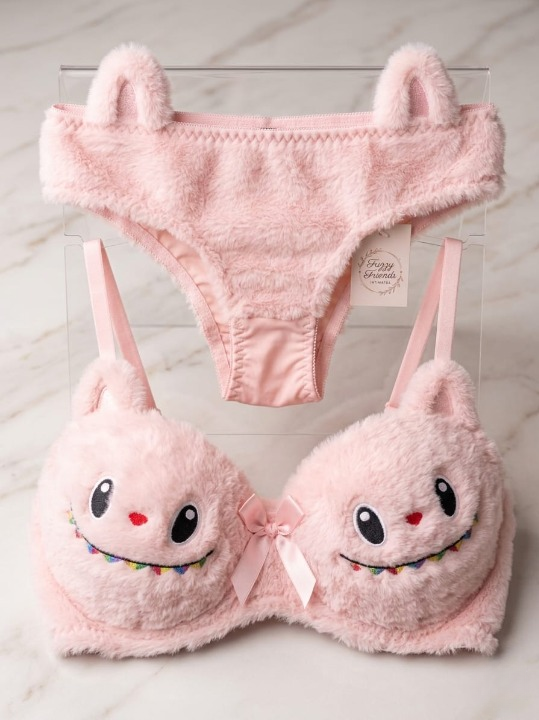 Afraz Luxury 2-Piece Labubu Style Double Padded Bra & Panty Set – Soft Wool Lingerie