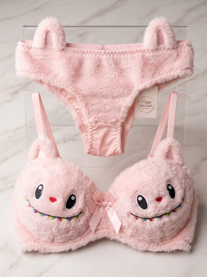 Afraz Luxury 2-Piece Labubu Style Double Padded Bra & Panty Set – Soft Wool Lingerie