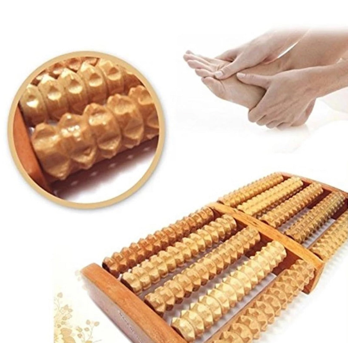Afraz Premium Wooden Roller Foot Massager – Natural Wood Stress Relief & Circulation Tool