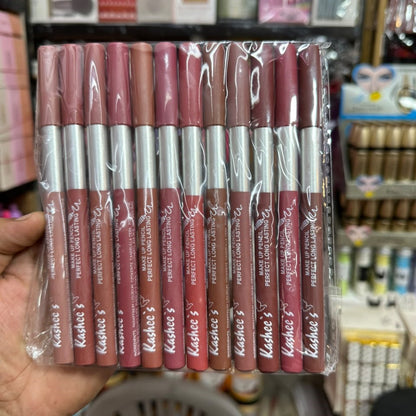 Afraz Kashee's Pack of 12 High-Pigmented Smooth Lipsticks – Creamy Nude Shades Kit
