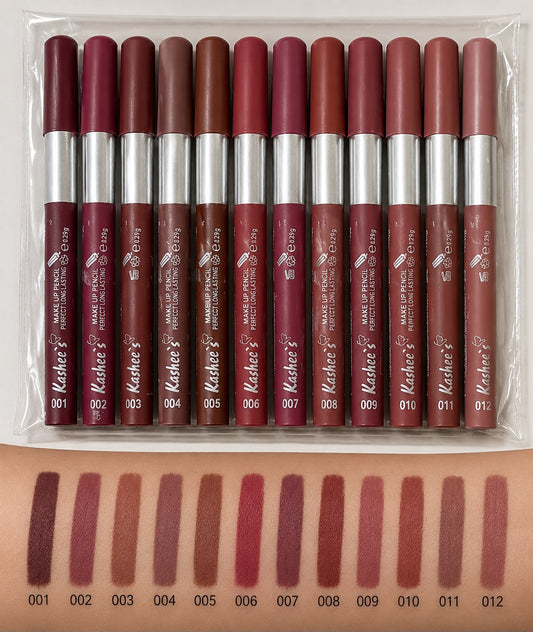 Afraz Kashee's Pack of 12 High-Pigmented Smooth Lipsticks – Creamy Nude Shades Kit