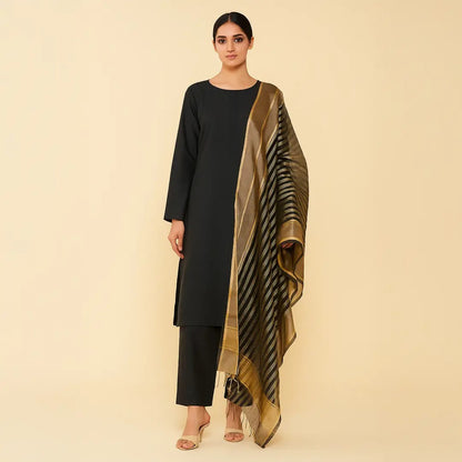 Afraz Premium 3-Piece Unstitched Katan Silk Suit with Luxury Organza Dupatta