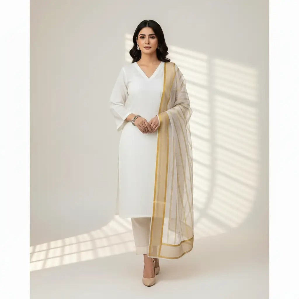 Afraz Premium 3-Piece Unstitched Katan Silk Suit with Luxury Organza Dupatta