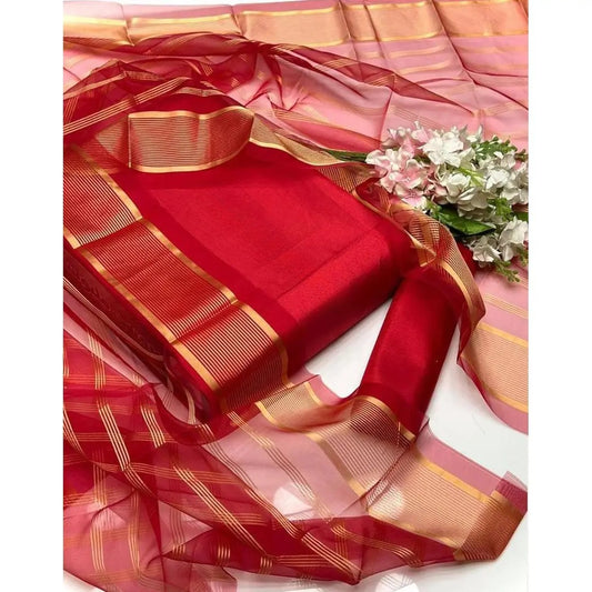 Afraz Premium 3-Piece Unstitched Katan Silk Suit with Luxury Organza Dupatta