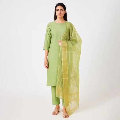 Afraz Premium 3-Piece Unstitched Katan Silk Suit with Luxury Organza Dupatta