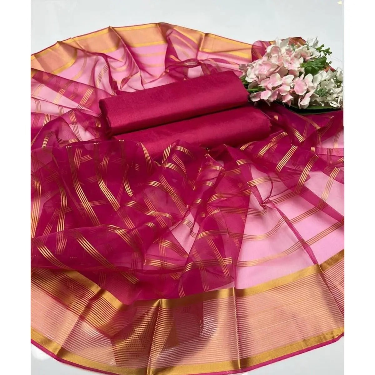 Afraz Premium 3-Piece Unstitched Katan Silk Suit with Luxury Organza Dupatta