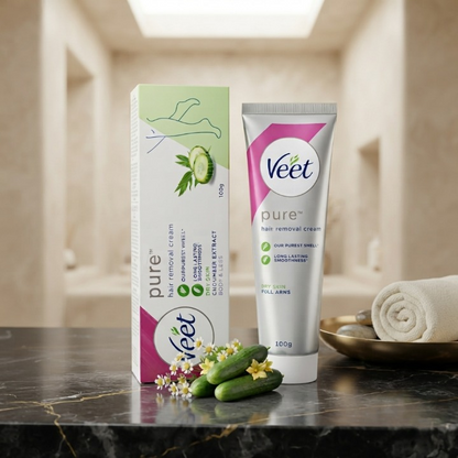 Veet Pure Hair Removal Cream for Dry Skin (100g) – Gentle & Effective Formula