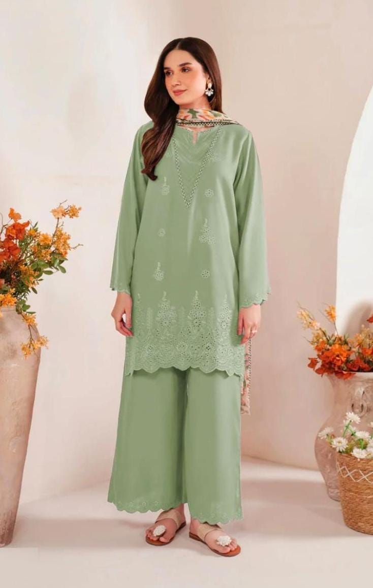 Afraz Premium 3-Piece Embroidered Sapphire Airjet Lawn Suit with Printed Diamond Dupatta