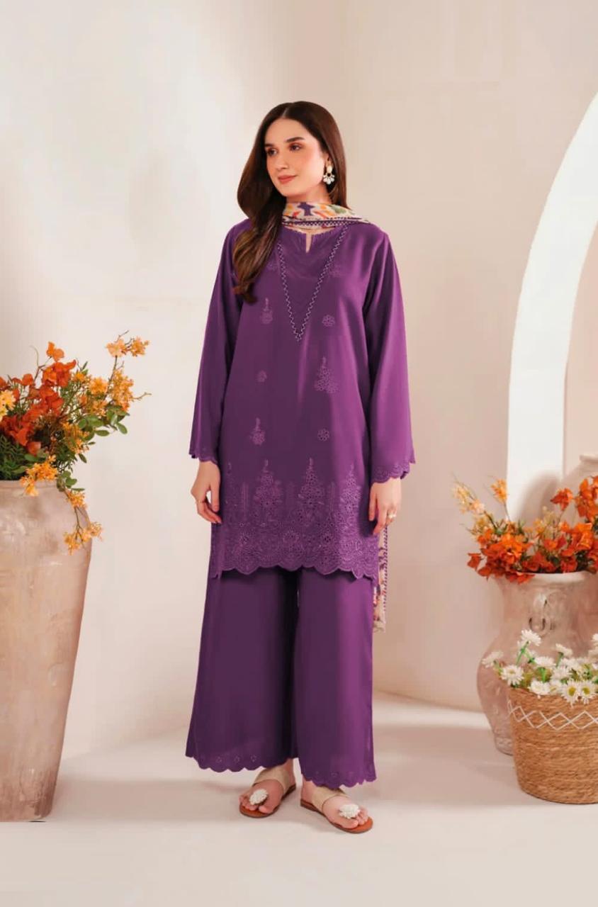 Afraz Premium 3-Piece Embroidered Sapphire Airjet Lawn Suit with Printed Diamond Dupatta