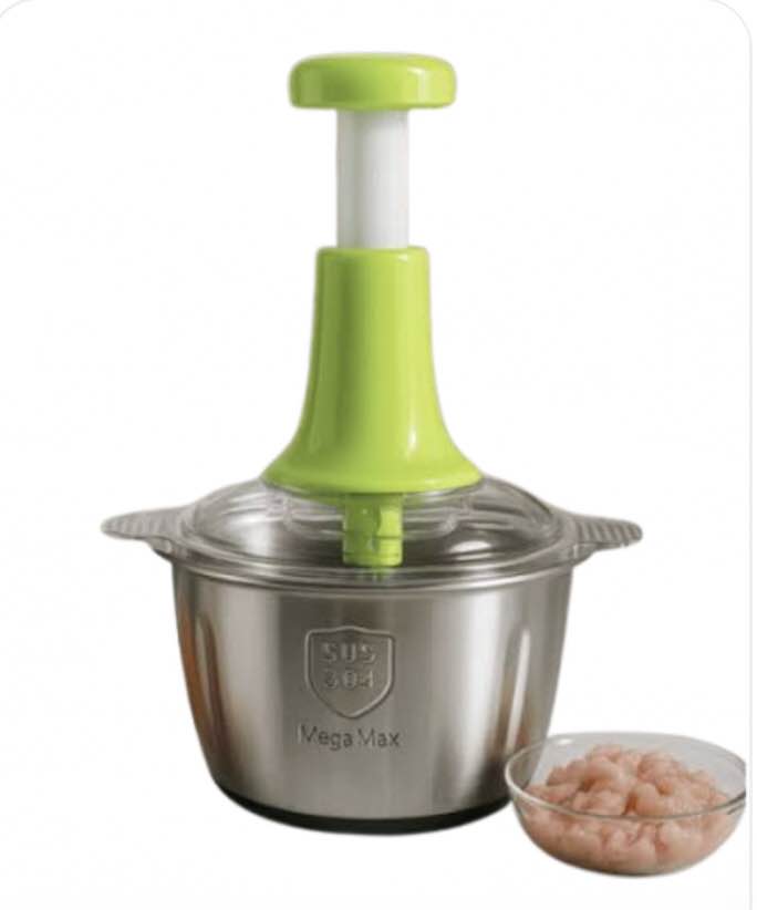 Afraz 2L Manual Food Chopper – Stainless Steel Push Chopper & Multi-Purpose Kitchen Vegetable & Nuts Cutter