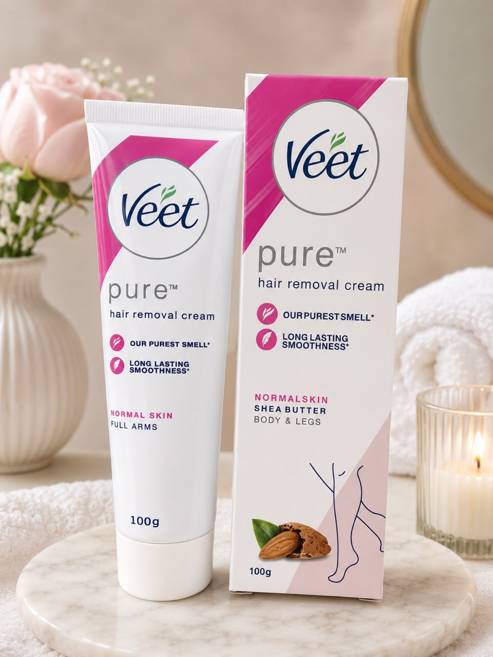 Veet Pure Hair Removal Cream for Normal Skin (100g) – Gentle & Effective Formula