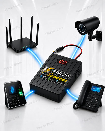 Finezo 12V WiFi Router Power Bank by Afraz – Portable Mini UPS with LED Digital Voltage Display | 5-6 Hours Battery Backup for Uninterrupted Internet