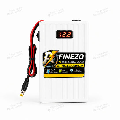 Finezo 12V WiFi Router Power Bank by Afraz – Portable Mini UPS with LED Digital Voltage Display | 5-6 Hours Battery Backup for Uninterrupted Internet