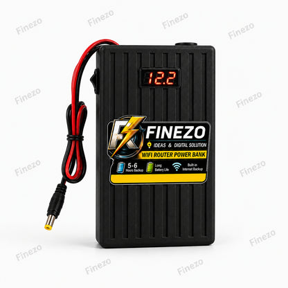 Finezo 12V WiFi Router Power Bank by Afraz – Portable Mini UPS with LED Digital Voltage Display | 5-6 Hours Battery Backup for Uninterrupted Internet