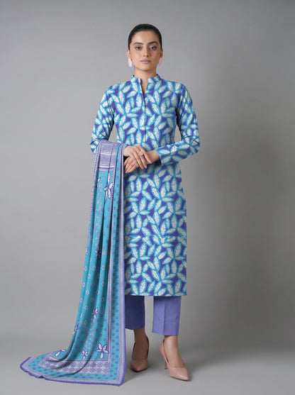 Bareeze Premium Unstitched 3-Piece Lawn Suit — Printed Fancy Shirt, Fancy Dupatta & Dyed Trouser