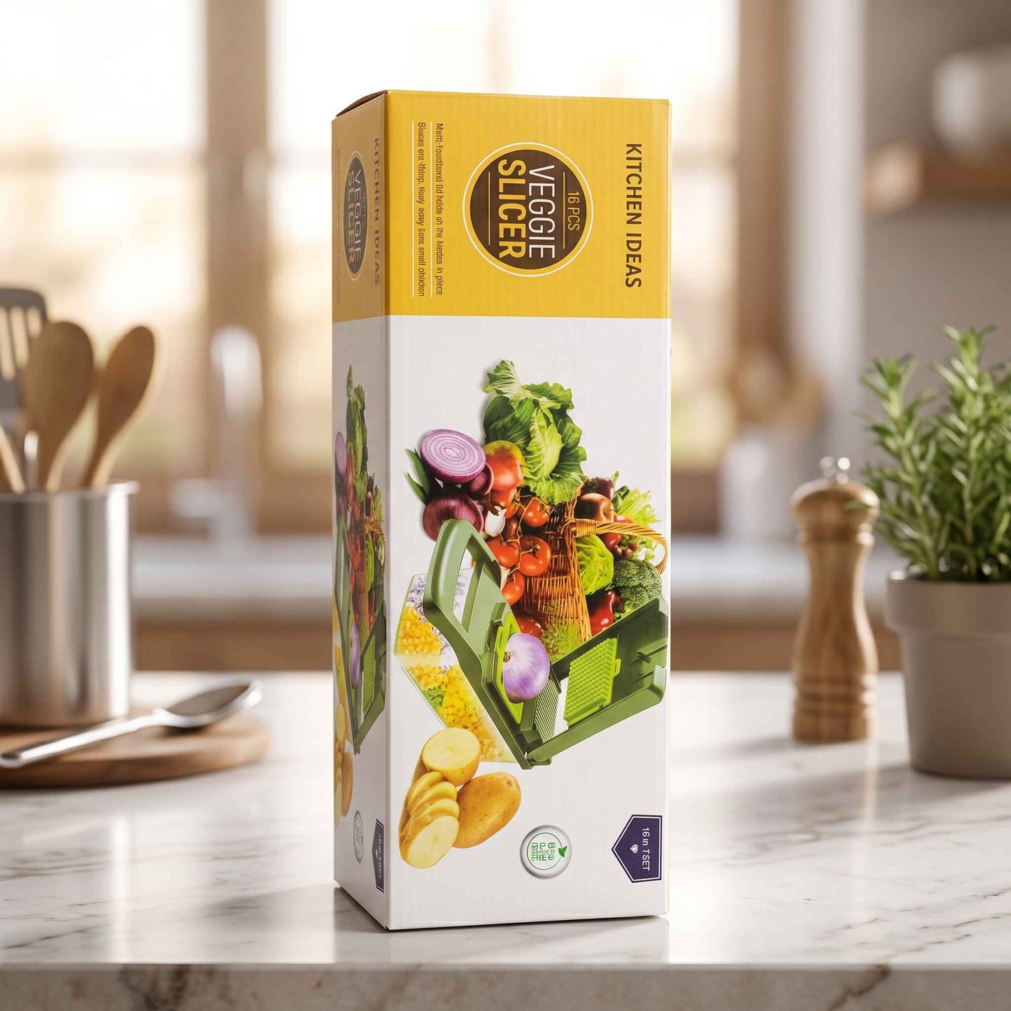 Kitchen Ideas 16-in-1 Multifunctional Vegetable Chopper by Afraz | Premium Stainless Steel Interchangeable Blades Slicer Set