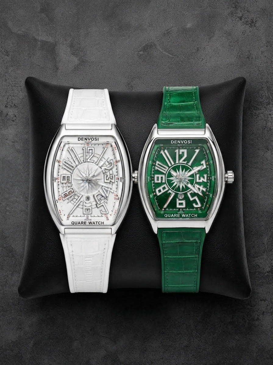 Denvosi Premium Quartz Watch Model 6177 – Classic Fashion Accessory (Green White)