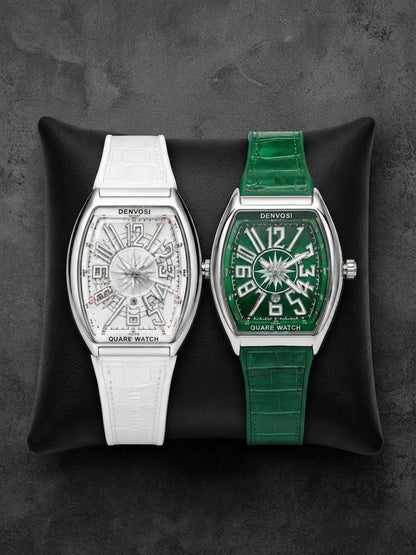 Denvosi Premium Quartz Watch Model 6177 – Classic Fashion Accessory (Green White)