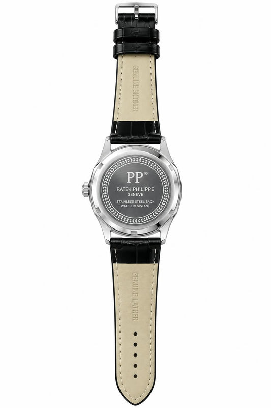 Next-Gen Luxury Dress Watch | Classic Patek Philippe Inspired Timepiece (Brown Black Leather)