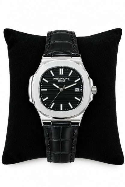 Next-Gen Luxury Dress Watch | Classic Patek Philippe Inspired Timepiece (Brown Black Leather)