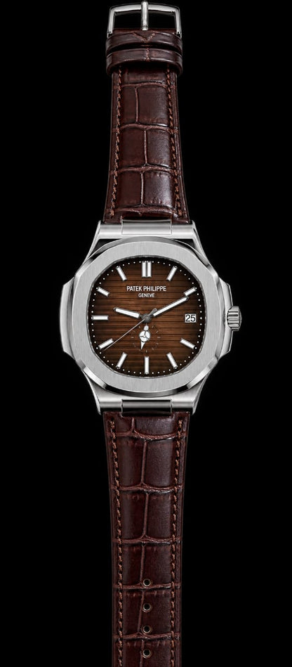 Next-Gen Luxury Dress Watch | Classic Patek Philippe Inspired Timepiece (Brown Black Leather)