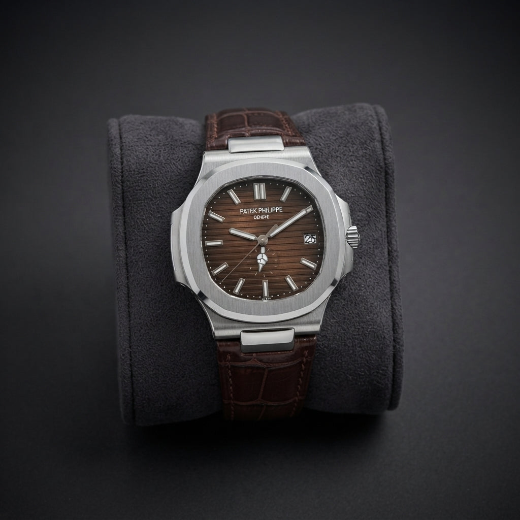 Next-Gen Luxury Dress Watch | Classic Patek Philippe Inspired Timepiece (Brown Black Leather)