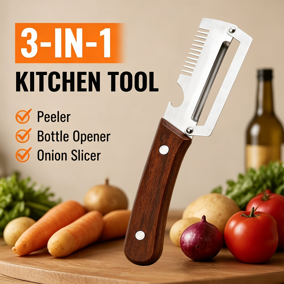 Afraz 3-in-1 Multifunctional Vegetable Peeler Knife – Daily Kitchen Tool for Food Prep